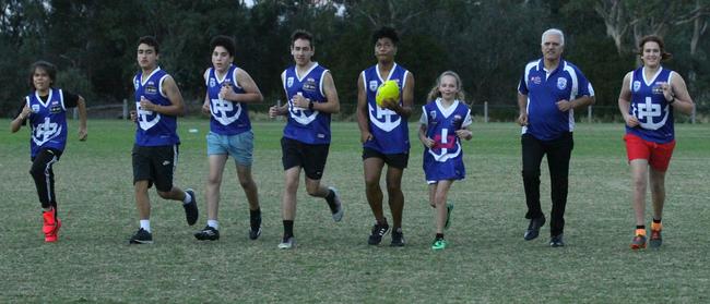 Parkmore footballers with president Michael Palma at Tatterson Park. Picture: Stuart Milligan