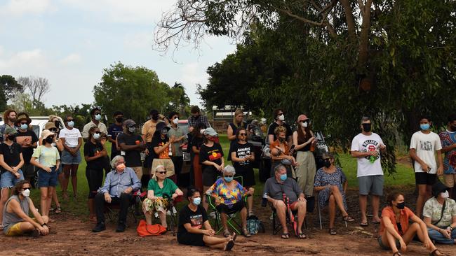 Protesters outside Don Dale on Survival Day. Picture: (A)manda Parkinson