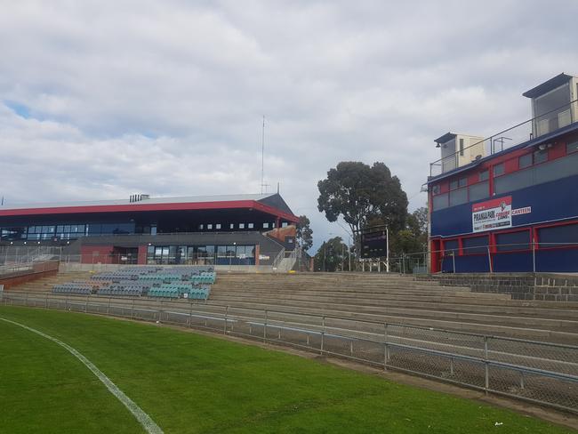 Piranha Park's old canteen and newly renovated grandstand. Picture: Ben Higgins