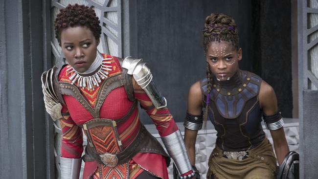 Lupita Nyong'o, left, and Letitia Wright in a scene from Black Panther. Picture: Matt Kennedy/Marvel Studios-Disney via AP