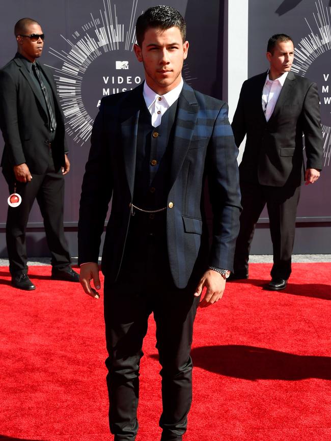 Nick Jonas attends the 2014 MTV Video Music Awards.
