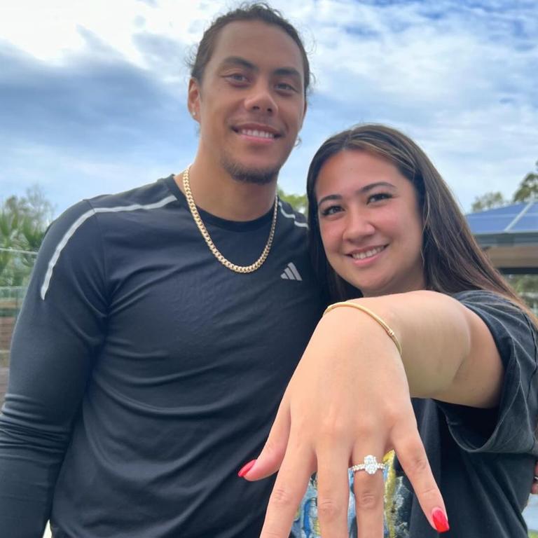 Jarome Luai announces his engagement to long-time partner Bailey Paris Toleafoa. Picture: Instagram