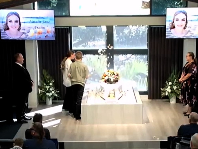 Funeral for Natalie Jane Frahm who was shot and killed by Ryan Cole in Mackay, family and friends attended the funeral - screen grabs from the service