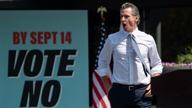 Newsom at a campaign rally in San Leandro, California, in 2021. Picture: AFP