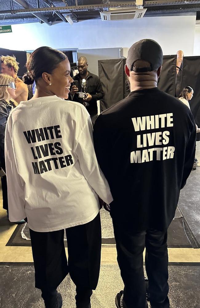 West wore matching “White Lives Matter” shirts with Candace Owens. Picture: Instagram