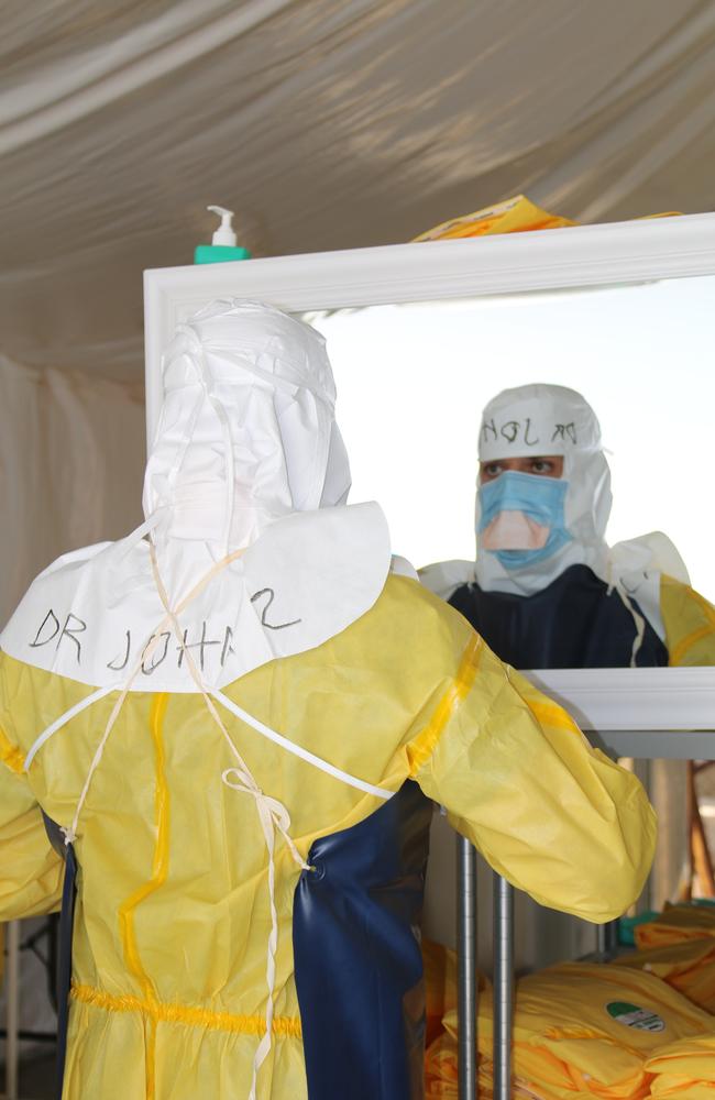 Dr John Gerrard when he was in Sierra Leone setting up a centre for the treatment of people who presented with the Ebola virus. Picture supplied.