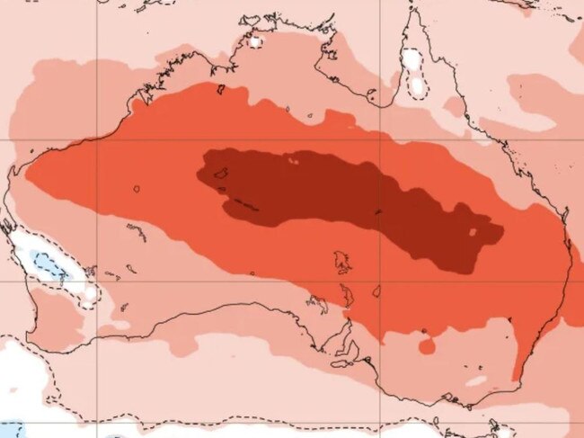 A winter heatwave is sending temperatures soaring to new records in places like Oodnadatta. Picture: ECMWF