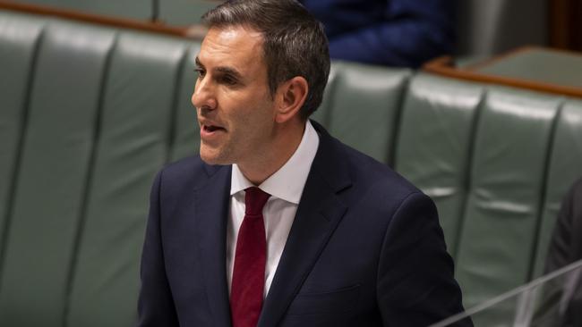 Treasurer Jim Chalmers delivers the 2022-23 federal budget in the House of Representatives at Parliament House on October 26, 2022, in Canberra, Australia.