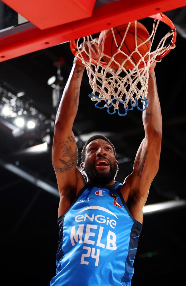 Marcus Lee gets up for the dunk. Picture: Getty Images