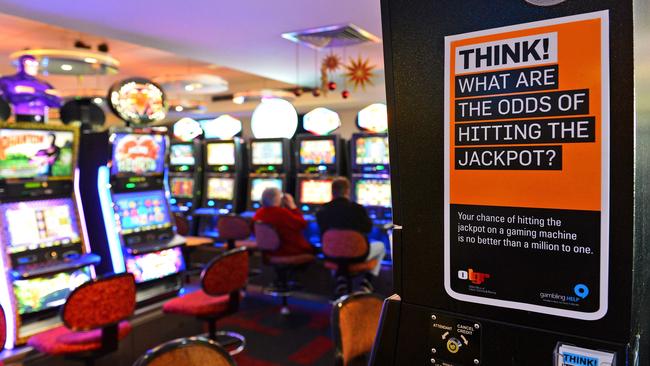 Electronic poker machines inside a club in Sydney. Picture: AFP