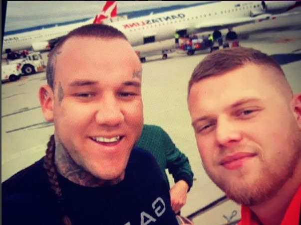 High-ranking Rebels bikie member Chris Rymer and Alex Rasic (right). Picture: Instagram