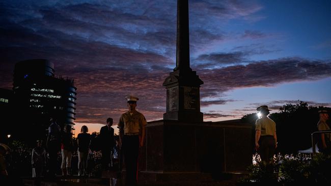 109 years after the Gallipoli landings, Territorians gather in Darwin City to reflect on Anzac Day. Picture: Pema Tamang Pakhrin