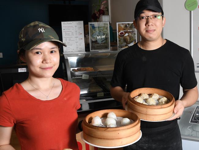 Nonna Dumplings are up for best dumplings in Darwin Candice Chan and Sang Chui with their home made dumplings at Nonna's Dumplings. Picture Katrina Bridgeford.