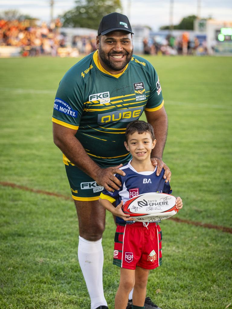 Sam Thaiday with Danes junior Wylie Bunyab.