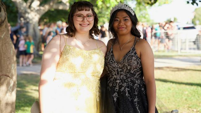 Teagan Inch and Romeena Tablon at the Bowen State High School Year 12 Formal held on Friday, November 18, 2022.