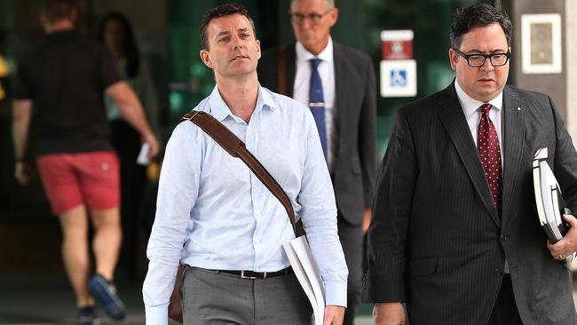 Matthew Low (left) outside court in 2020. Picture: Lyndon Mechielsen/The Australian