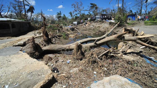 Cyclone Pam caused extensive damage to Port Vila’s roads in March 2015. Picture: Michael McLennan