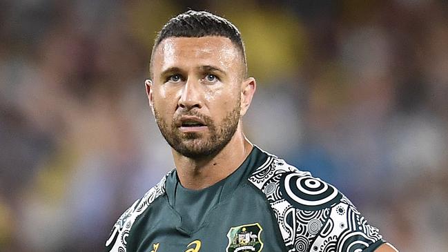 TOWNSVILLE, AUSTRALIA - SEPTEMBER 25: Quade Cooper of the Wallabies looks on  during The Rugby Championship match between the Australian Wallabies and Argentina Pumas at QCB Stadium on September 25, 2021 in Townsville, Australia. (Photo by Ian Hitchcock/Getty Images)