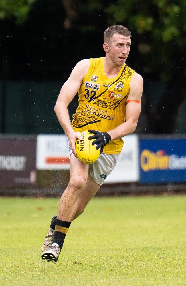 Boyd Bailey playing for the Nightcliff Tigers in the 2024-25 NTFL season. Picture: Jack Riddiford / AFLNT Media