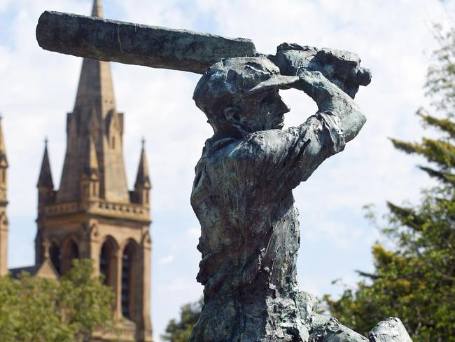 Statue of cricketer Sir Donald Bradman outside Adelaide Oval. Picture: FILE