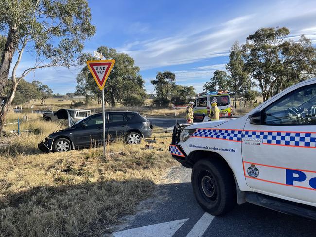 Woman hospitalised after head-on car crash