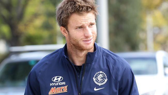 Carlton players doing recovery...looking for all .....including Malthouse Lachie Henderson arrives for recovery Picture: Norm Oorloff