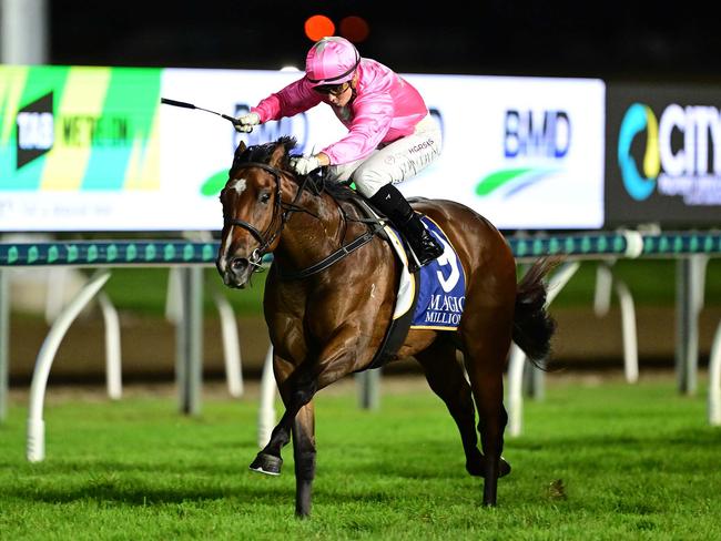 Vein Girl wins The Debut for trainers Chris and Corey Munce and jockey Cejay Graham. Picture: Grant Peters - Trackside Photography