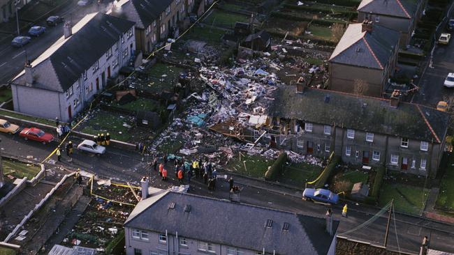 The wreckage of Pan Am Flight 103. Picture: Getty Images