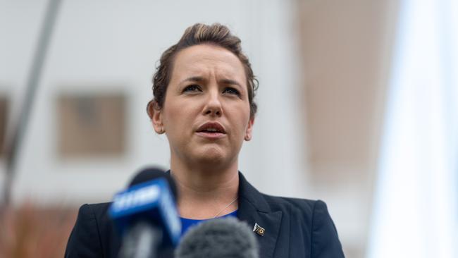 Opposition Leader Lia Finocchiaro responds to the Gunner Government's 2020-2021 NT Budget. Picture: Che Chorley