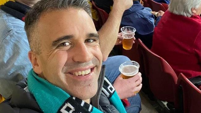 Peter Malinauskas in the crowd at Adelaide Oval.