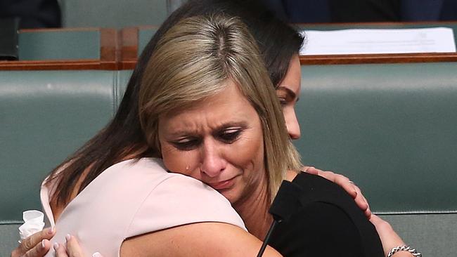 Susan Lamb making a statement to the House of Representatives Chamber, at Parliament House in Canberra.