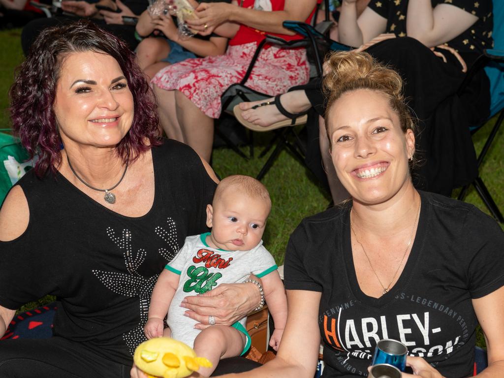 Linda Anderson, Harrison Horton and Larissa Horton at Habana Carols Under the Stars 2023. Saturday 23 December 2023 Picture:Michaela Harlow