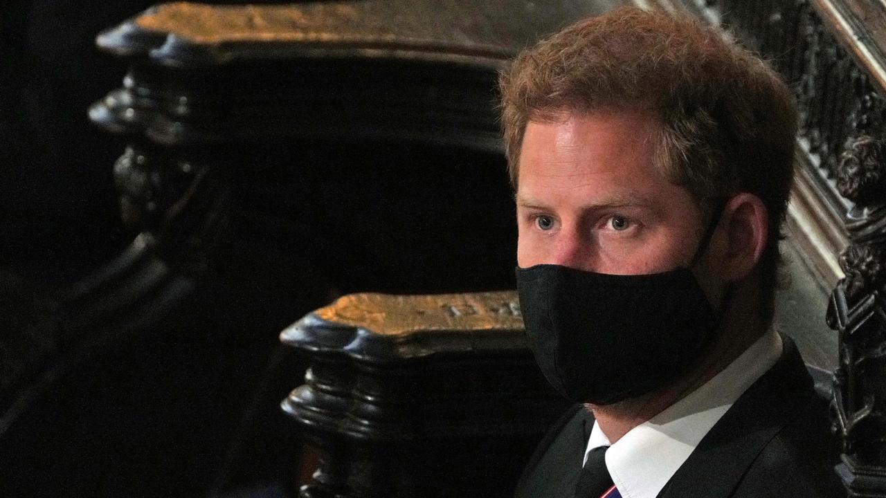 Harry attended Philip’s funeral alone as Meghan is too heavily pregnant to fly. Picture: Yui Mok/POOL/Getty Images