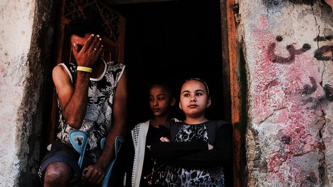 Relatives of eight-month-old Leila Anwar Ghandoor, who died from tear gas inhalation, grieve at her home in Gaza City, Gaza. Picture: Getty