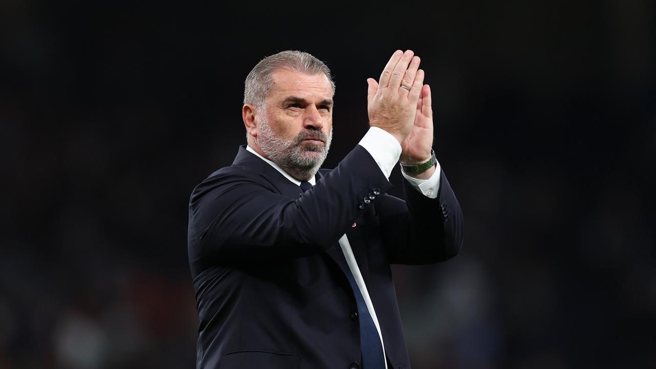 Ange Postecoglou applauds the fans following his team's victory. (Photo by Ryan Pierse/Getty Images)