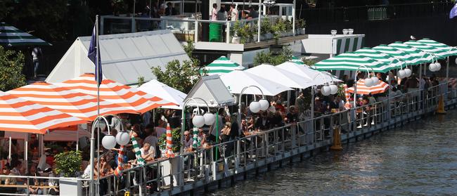 Pop-up bar and eatery Arbory Afloat near Flinders St Station.