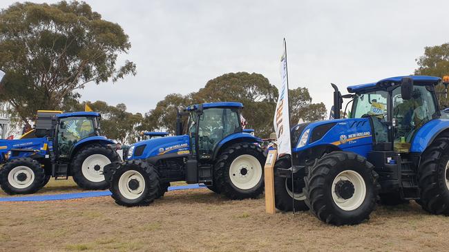 New Holland tractors on display earlier this year at FarmFest field days at Toowoomba. Despite a lack of in-person ag events, machinery sales hit record highs month after month this year.