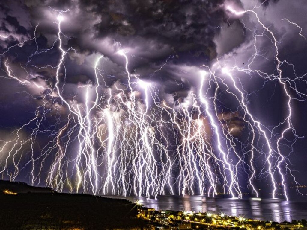 A time-lapse image of lightning bolts from a thunderstorm near Mudanya in Turkey on June 16. (Image credit: Uğur İkizler)
