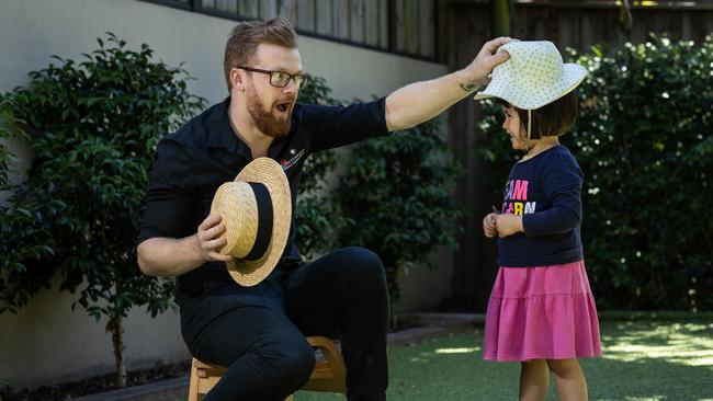 Mr Beesley, pictured playing with Quinn Bonifacio (3) from Naremburn.