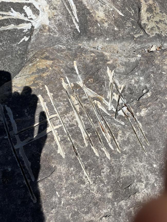 A power tool was likely used to carve deep into the rock. Picture: DES