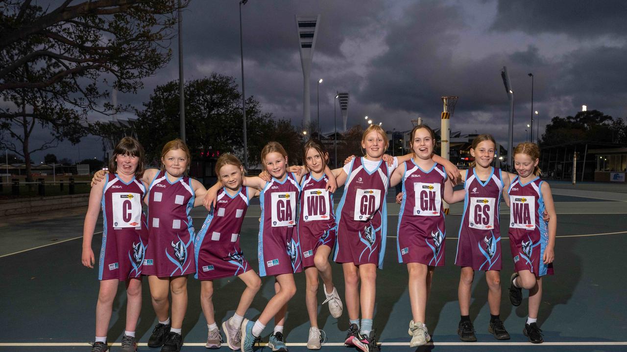 Modewarre Sapphires under-11 netball team pull their funniest faces.
