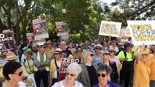 Voice for Victims march on Parliament House, Brisbane. Picture: Liam Kidston