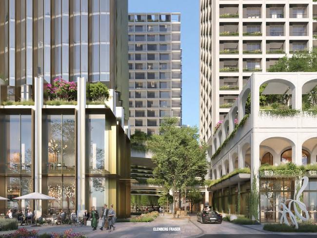 Artist's impressions of Gurner development at the former Australia Post site on Grote St in Adelaide. Picture: Elenberg Fraser