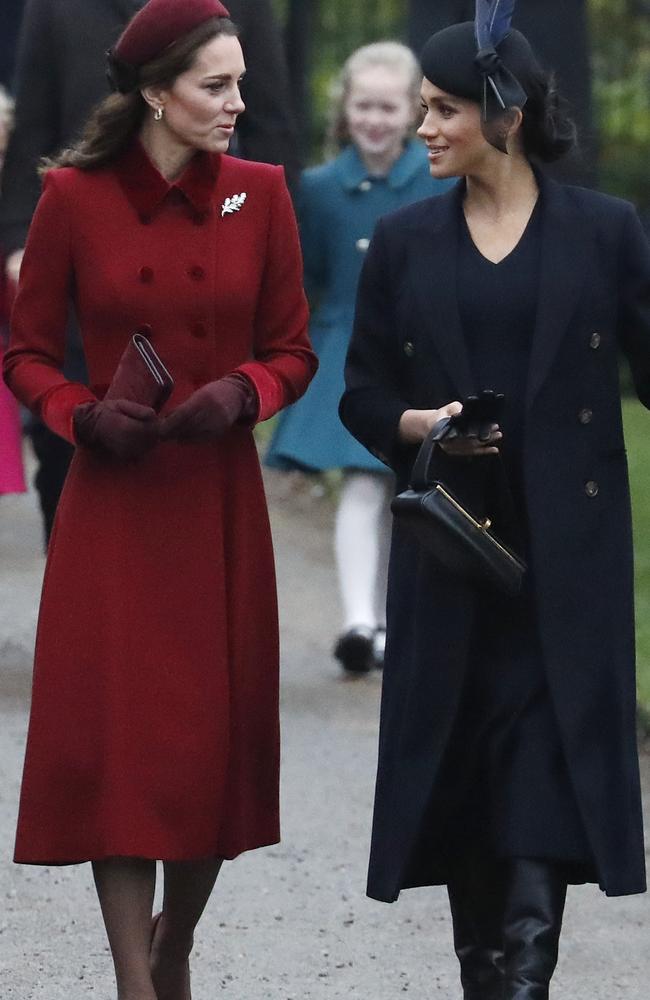 Kate Middleton and Meghan Markle were side-by-side on the way to church.