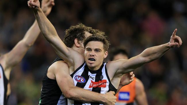 Thomas in action during the 2019 AFL Preliminary Final against the Greater Western Sydney Giants. Picture: Mark Stewart