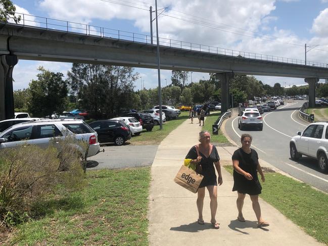 Some shoppers found it quicker to walk then drive to DFO. Picture: AAP/Steve Pohlner