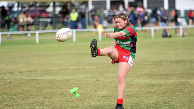 Womens rugby league at Eskdale Park - Seagulls v Wallaroos. Kodie Doherty (Seagulls) converts her own try. Picture: Alistair Brightman