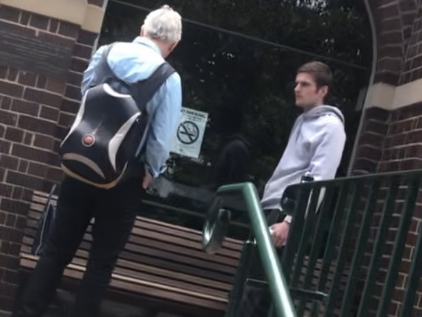 Luc Bonnell (right), 21, of Artarmon, outside Manly Local Court on Thursday, where he was convicted of breaking into two suburban pharmacies on the same morning to steal prescription drugs. Picture: Manly Daily