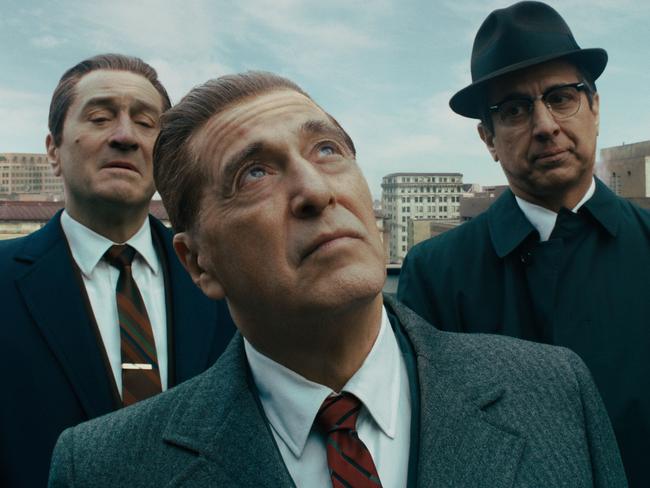 Robert De Niro, Al Pacino and Ray Romano in a scene from The Irishman.