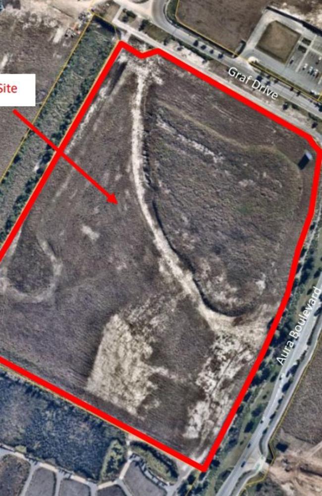 The proposed site is located in Baringa along Aura Boulevard and Graf Drive, Baringa. Photo: Stockland/Nearmap